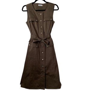 Calvin Klein Safari Dress in Olive Green sz 10